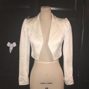 Nastygal Cropped Puff Sleeve Blazer White